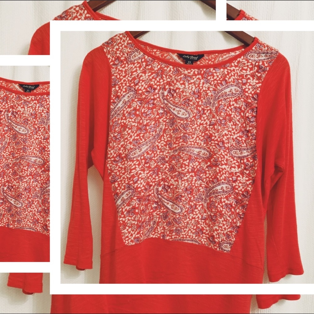 Lucky Brand Bandana Red Paisley Print top - XS